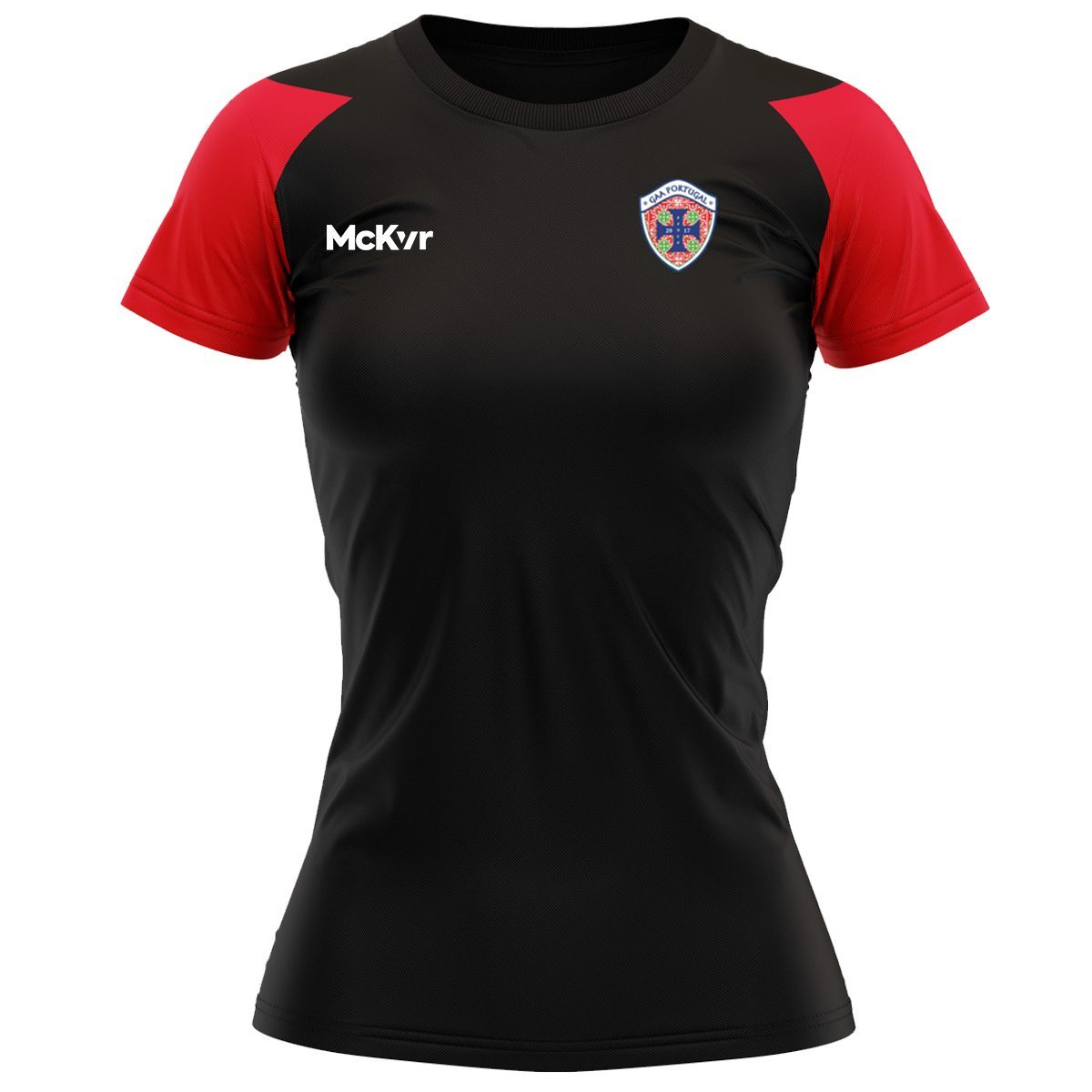 McKvr Portugal National Team GAA Core Pro Tech Tee - Womens - Black/Red