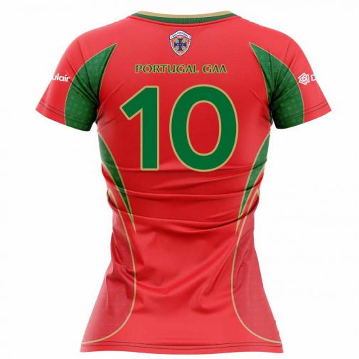McKvr Portugal National Team GAA Numbered Playing Jersey - Womens - Red/Green
