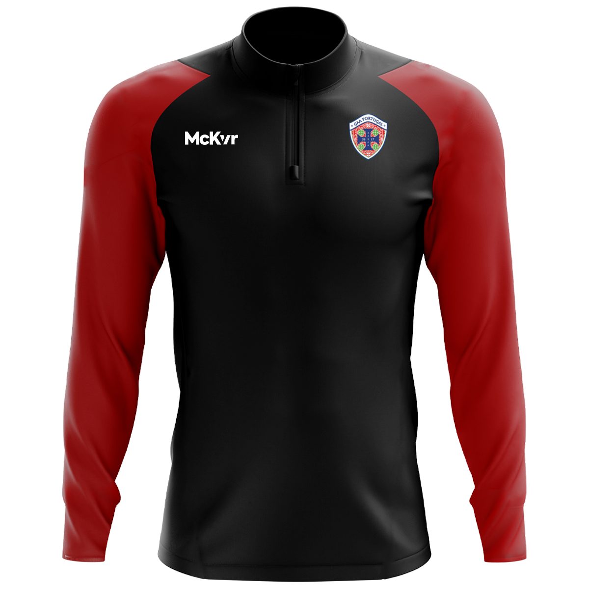 McKvr Portugal National Team GAA Core Pro 1/4 Zip Top - Adult - Black/Red