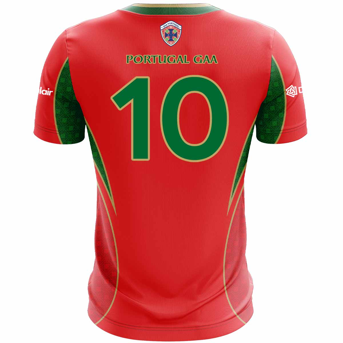 McKvr Portugal National Team GAA Numbered Playing Jersey - Adult - Red/Green Player Fit