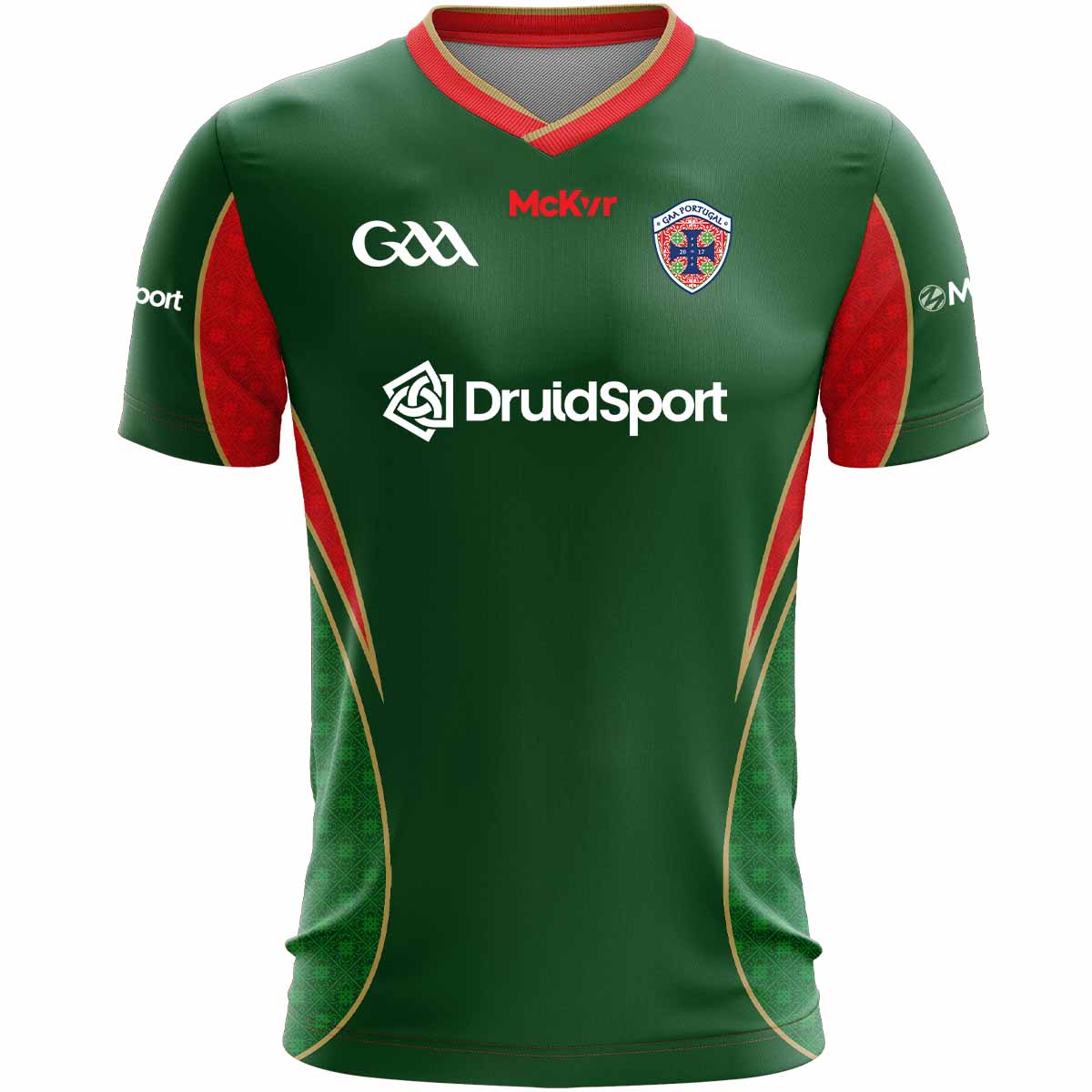 McKvr Portugal National Team GAA Goalkeeper Jersey - Adult - Green/Red Player Fit